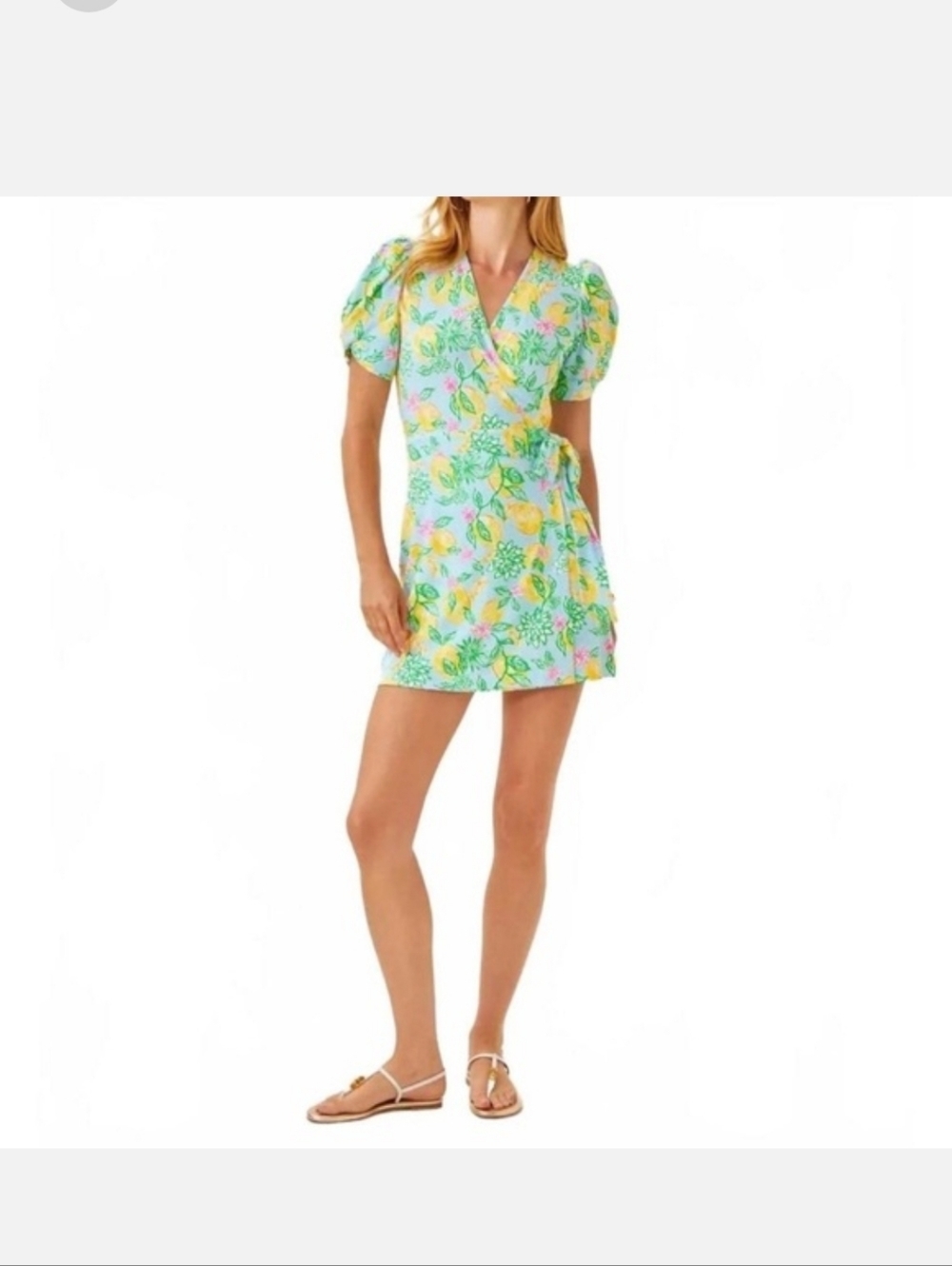 NWT Lilly Pulitzer Sailynn WRAP Romper in Bluette Make Lemonade. Size LARGE